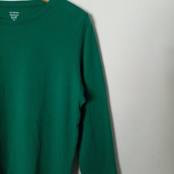 Kim Rogers Perfectly Soft Women's 3/4 Sleeve Tops Tee in Green Size PM - Picture 4 of 7